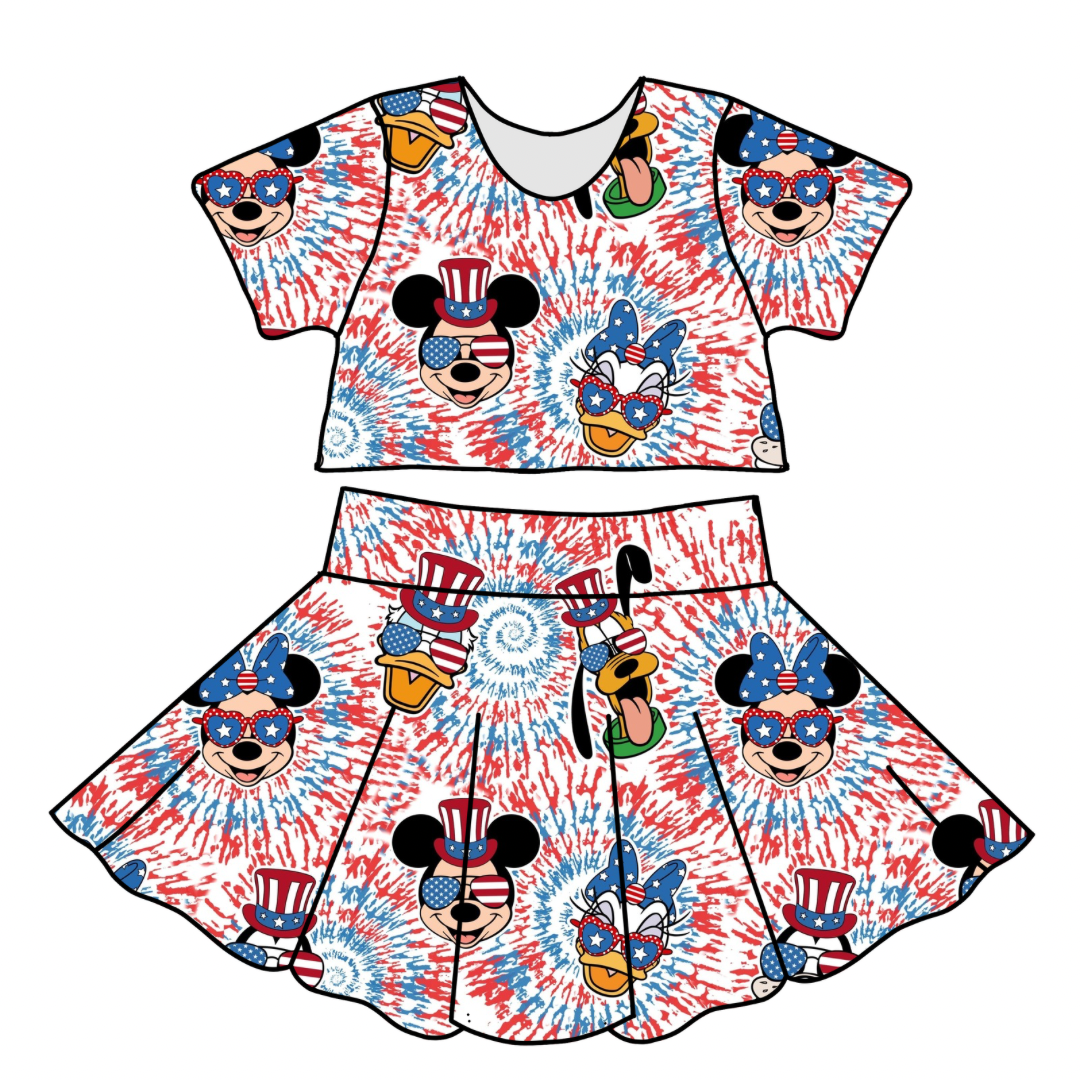 Cropped Tee and Skirt Set
