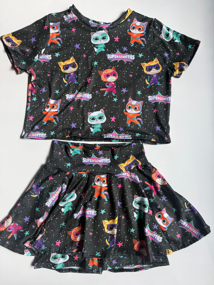 Cropped Tee and Skirt Set