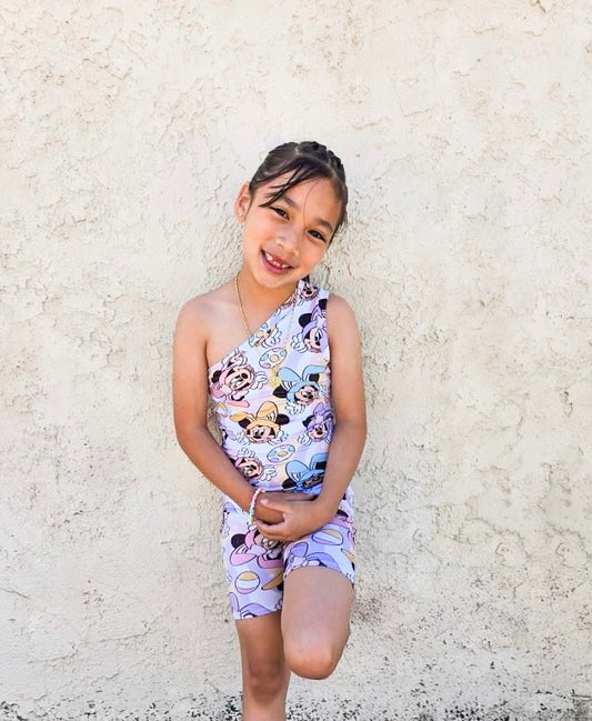 One shoulder Tank Romper