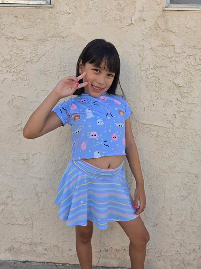 Cropped Tee and Skirt Set
