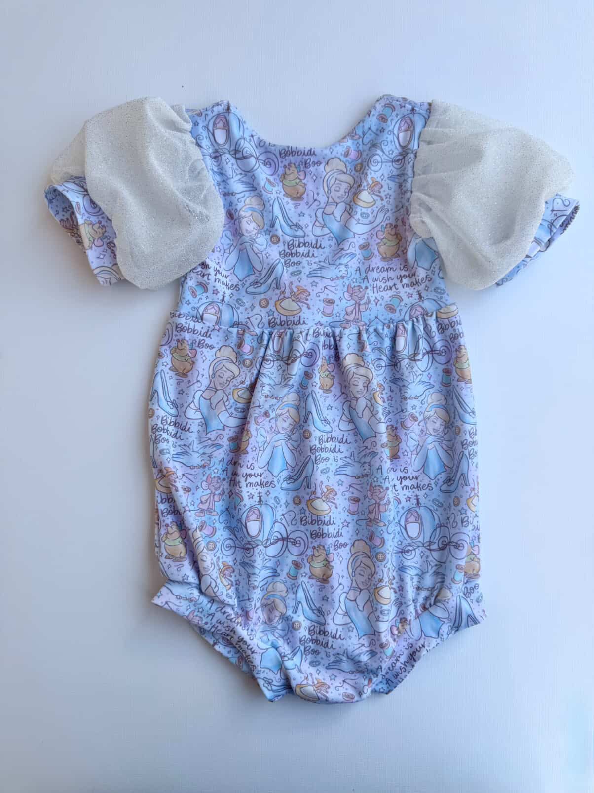 Bubble romper with puff sleeves