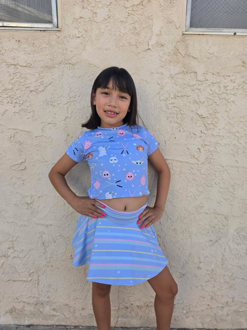 Cropped Tee and Skirt Set